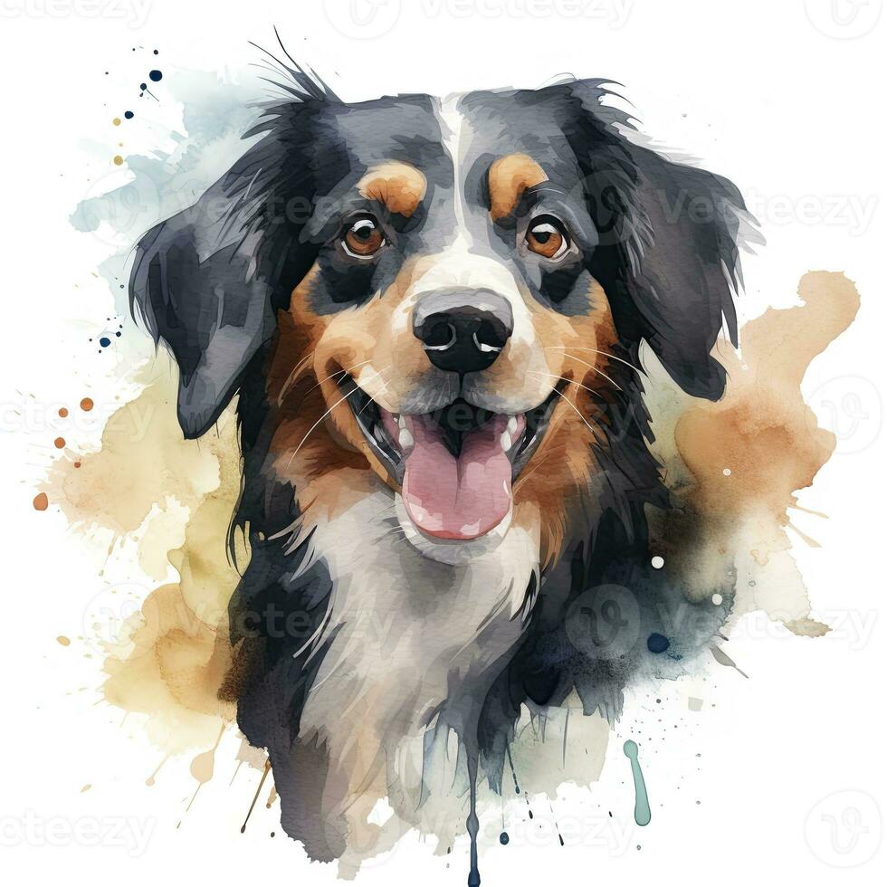 AI generated Watercolor dog clip art on white background. AI Generated photo