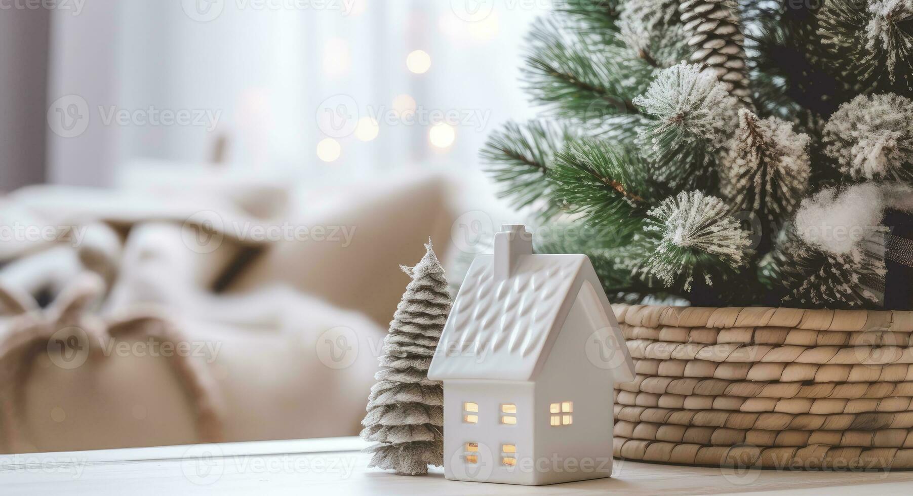 AI generated A cozy concept of festive home decoration for Christmas. AI Generated photo