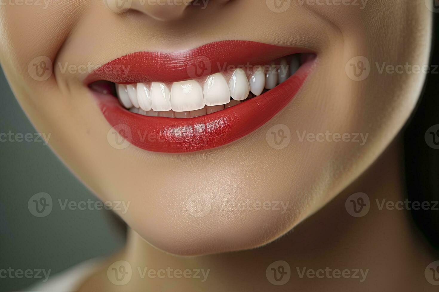 AI generated Close up of a smile with nice white teeth. AI Generated photo