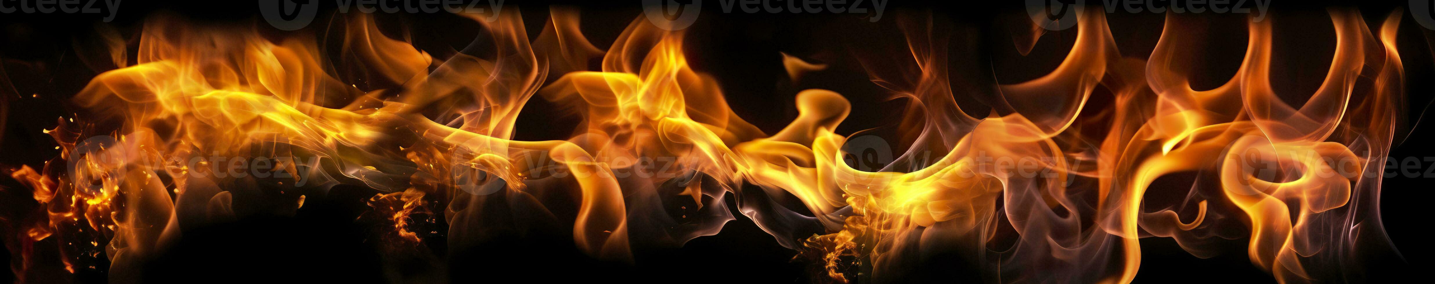 AI generated Fire flames on black background. AI Generative photo