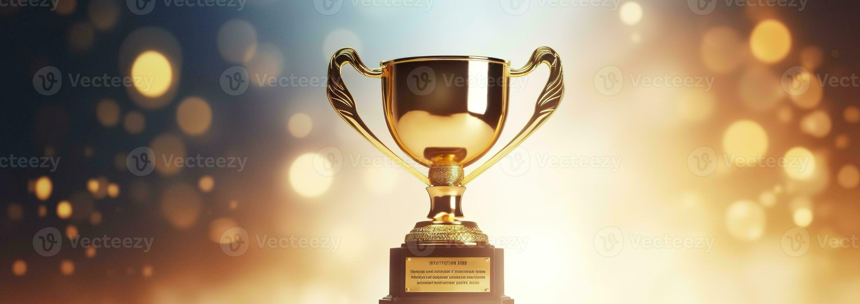 AI generated Champion golden trophy for winner background. Success and achievement concept. Generative AI photo