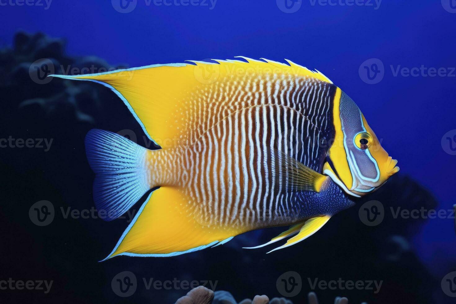 AI generated Beautiful angelfish in the ocean. AI Generated photo