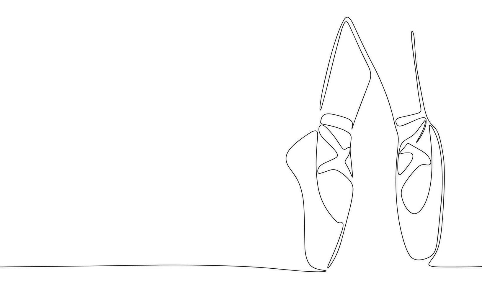 Pointe shoes one line continuous. Line art ballerina legs outline silhouette. Hand drawn vector art.
