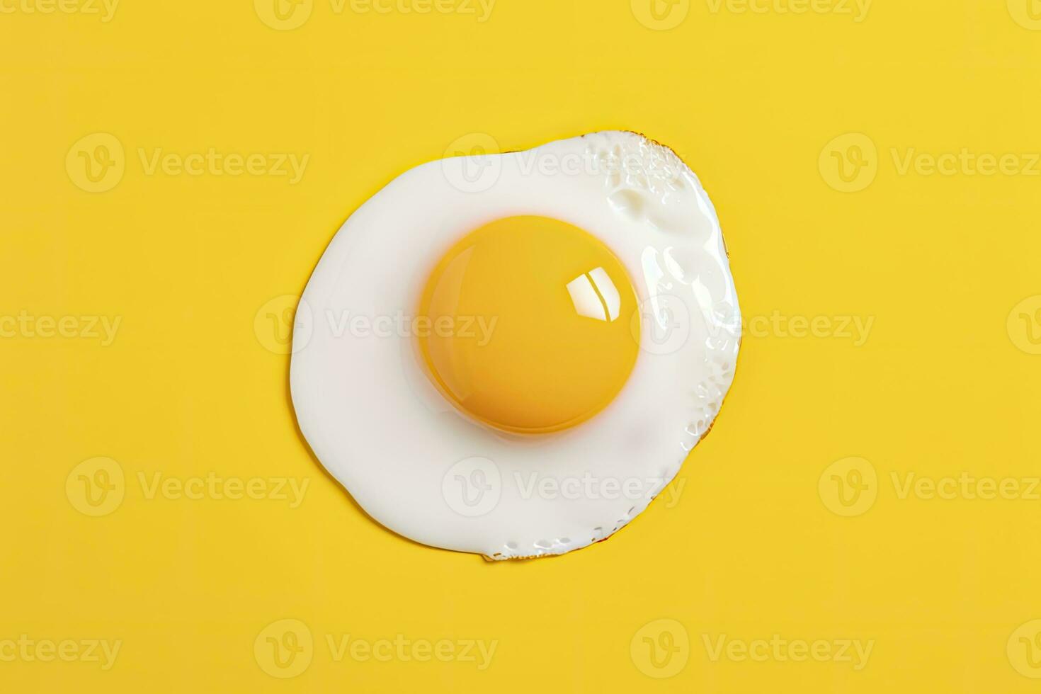 ai generado frito huevo en un amarillo antecedentes. ai generado foto