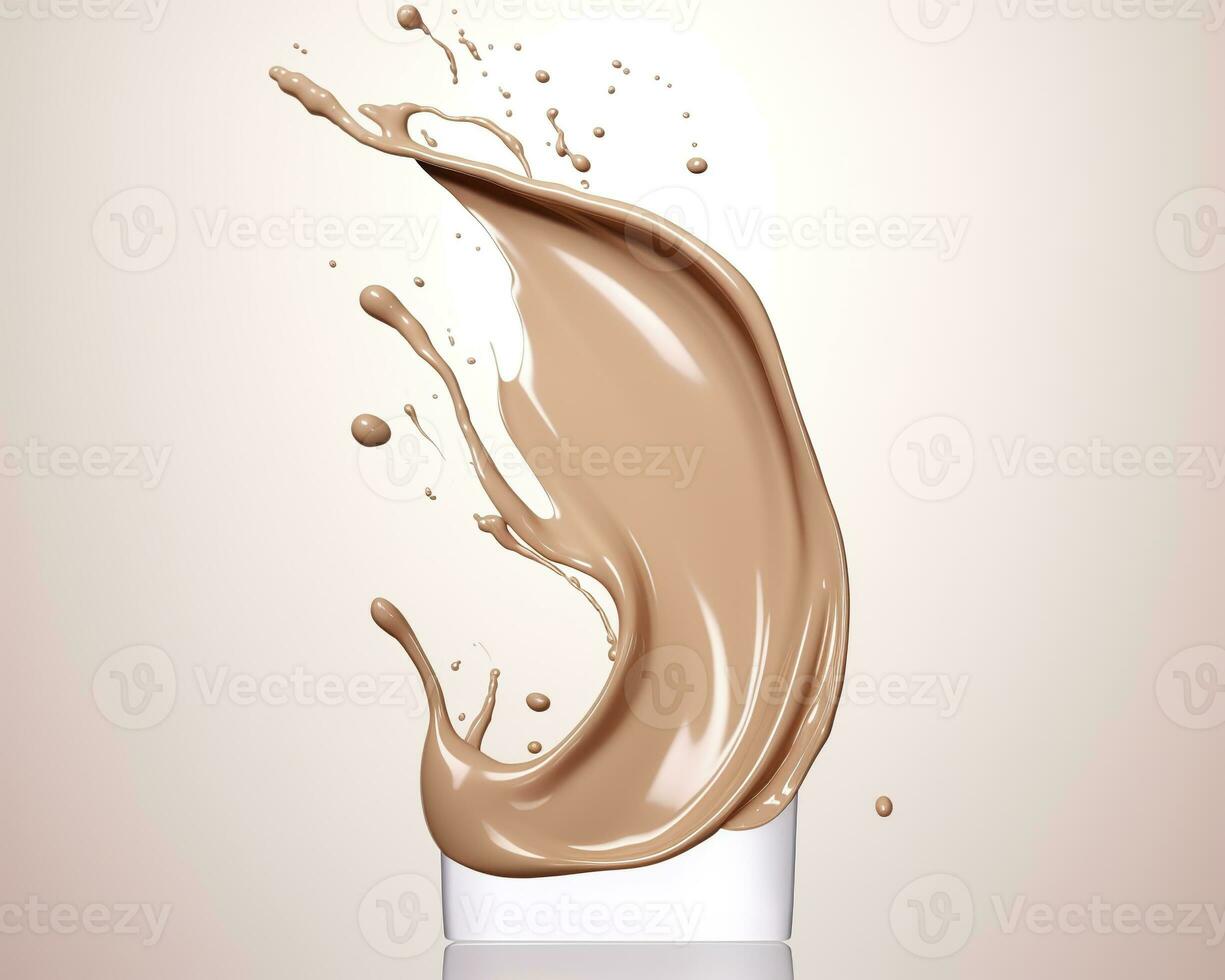 AI generated Liquid foundation splash element, fluid cosmetic cream 3d rendering. AI Generated photo