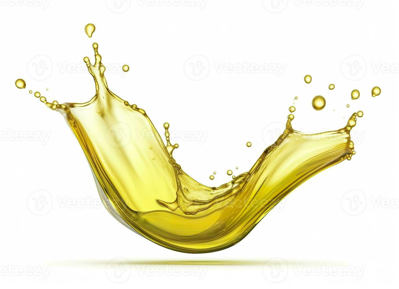 AI generated Olive or engine oil splash, cosmetic serum liquid isolated on white background. Generative AI photo