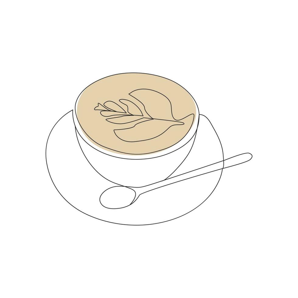 Coffee cup Continuous One line drawing. Line continuous drawing. Vector illustration