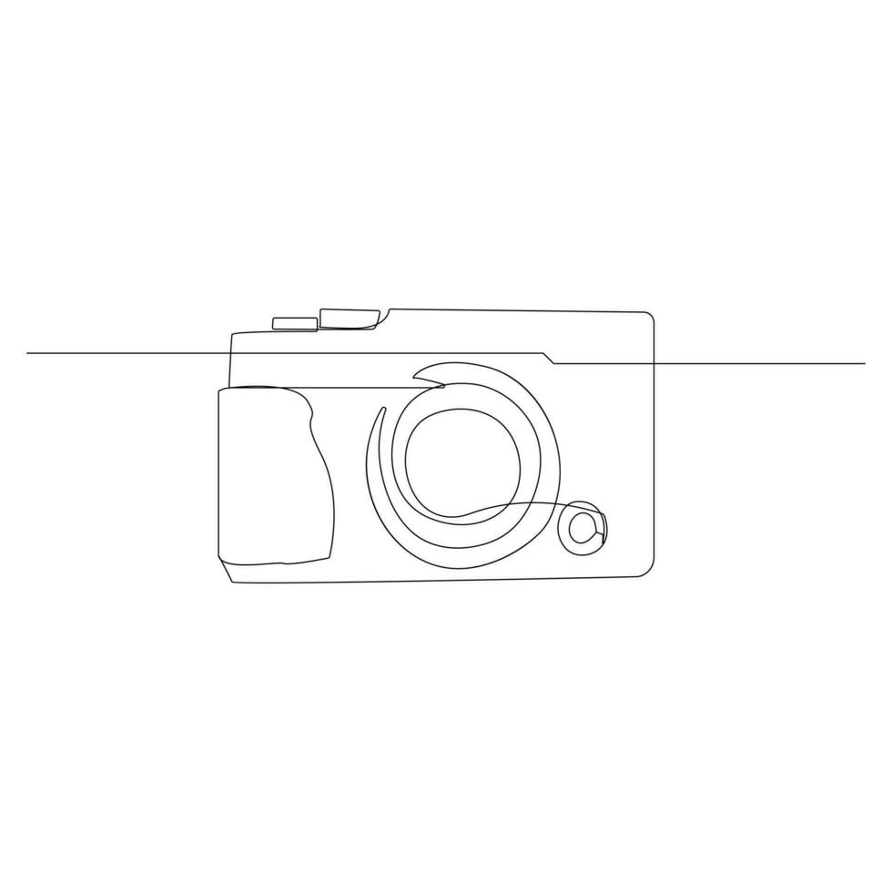 Camera single continuous line drawing. Continuous line draw design graphic vector illustration