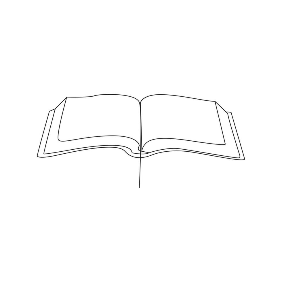 book continuous one  line drawing. open book with flying pages. Vector illustration