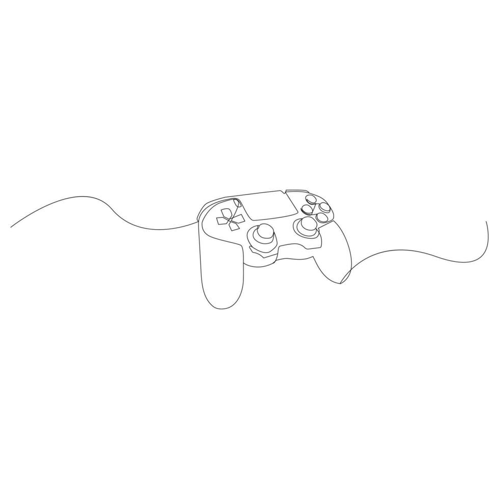 Game controller Single continuous line drawing video games PlayStation gaming controller. One line draw graphic design vector illustration