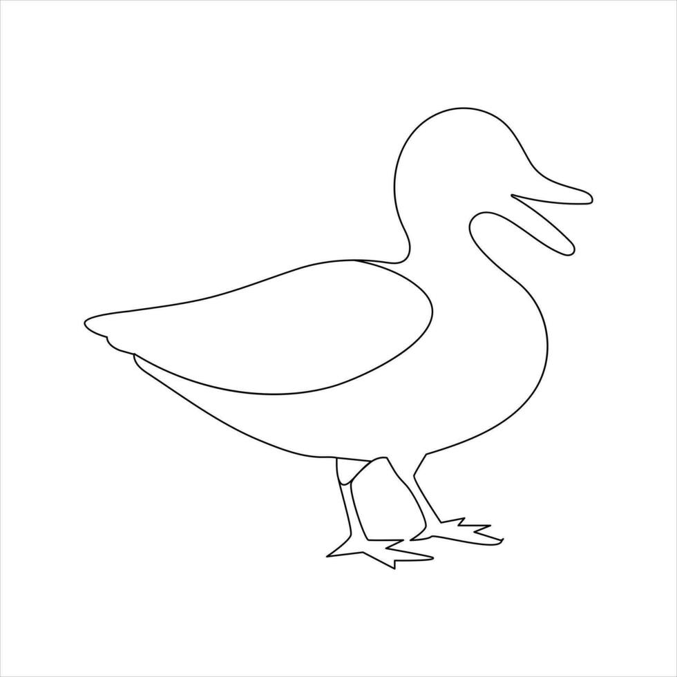 A duck Continuous single line drawing vector illustration. Continuous outline of Animal bird icon.