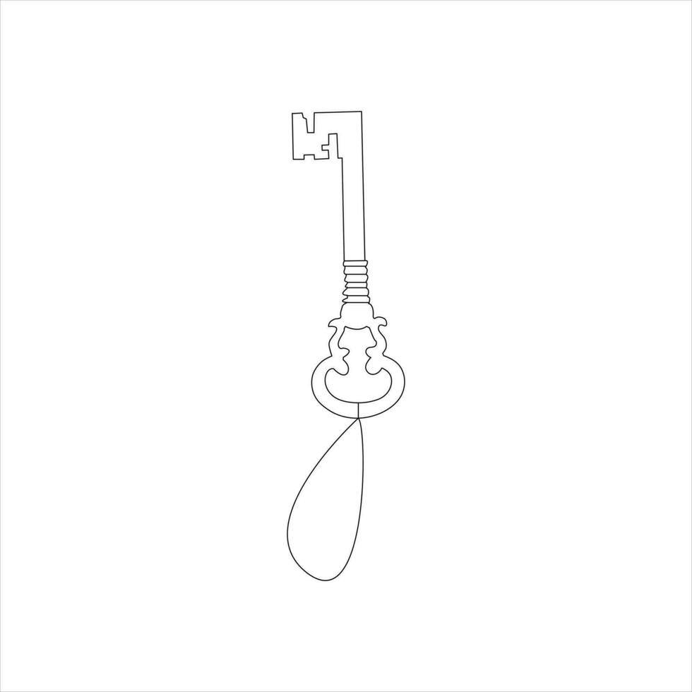 House lock key continuous one line vector art illustration and single outline simple  key  design