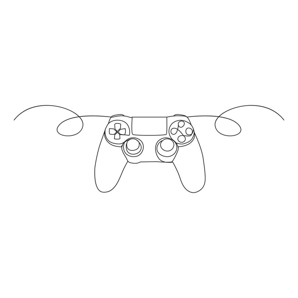 Game controller Single continuous line drawing video games PlayStation gaming controller. One line draw graphic design vector illustration