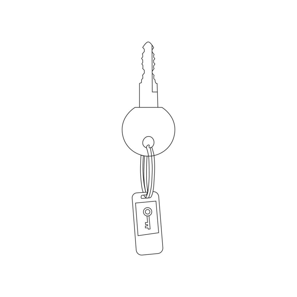 House lock key continuous one line vector art illustration and single outline simple  key  design