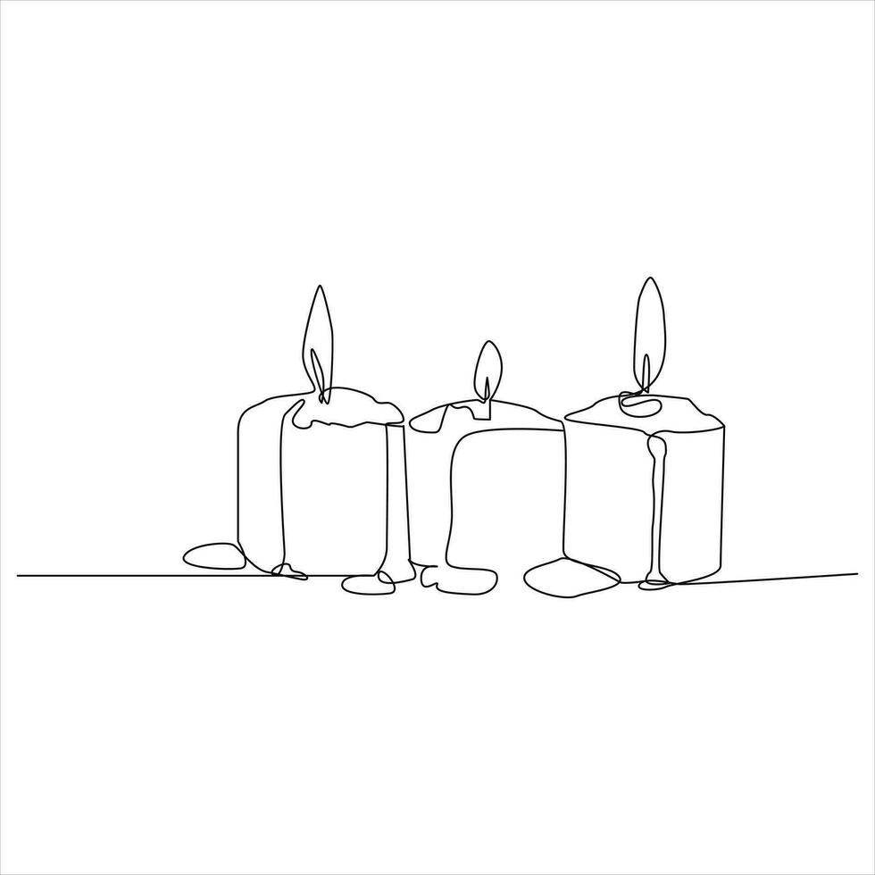 candle continuous line drawing art. one line drawing background. vector illustration