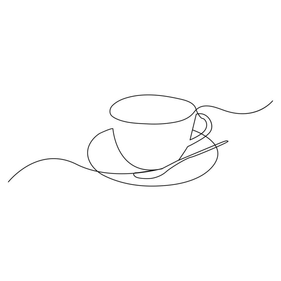 Coffee cup Continuous One line drawing. Line continuous drawing. Vector illustration