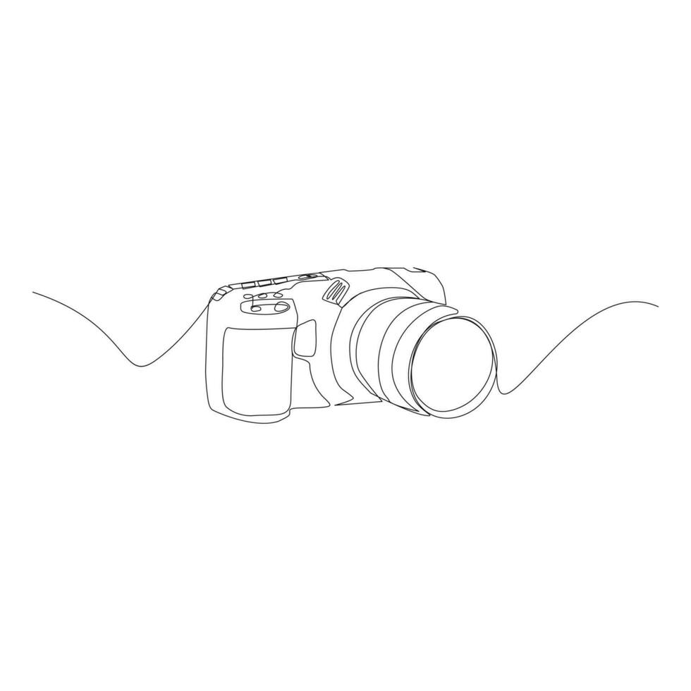 Camera single continuous line drawing. Continuous line draw design graphic vector illustration