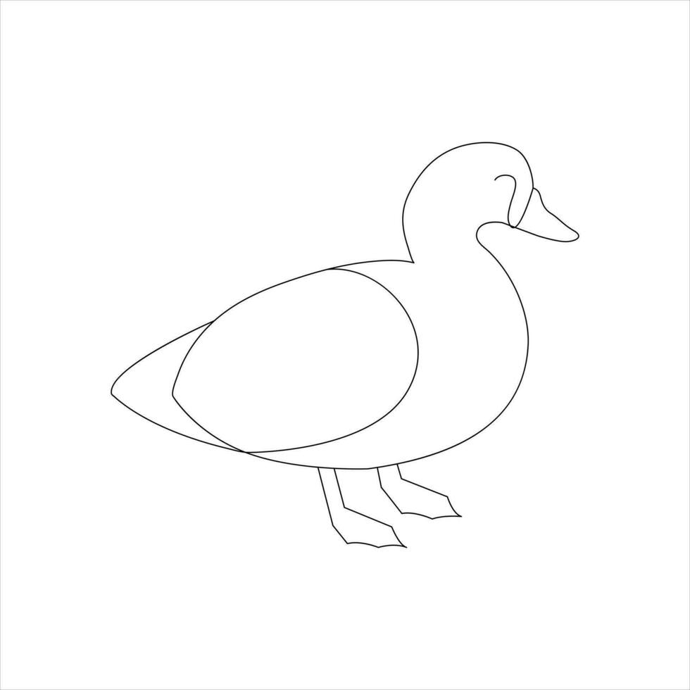 A duck Continuous single line drawing vector illustration. Continuous outline of Animal bird icon.