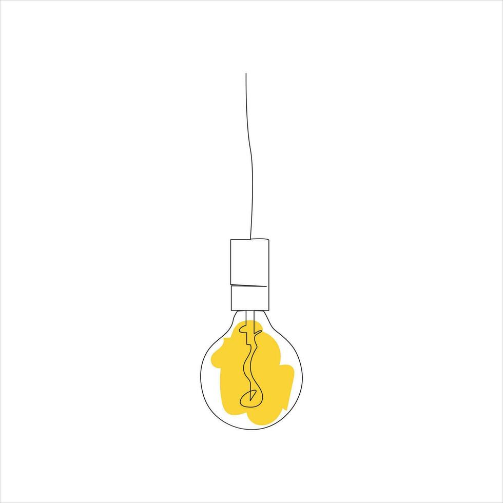 Light bulb continuous single line drawing. line art vector illustration