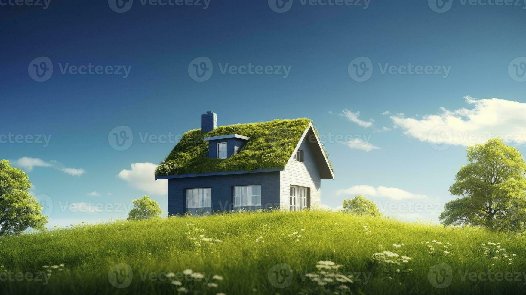 AI generated Green and environmentally friendly housing concept. AI Generated photo