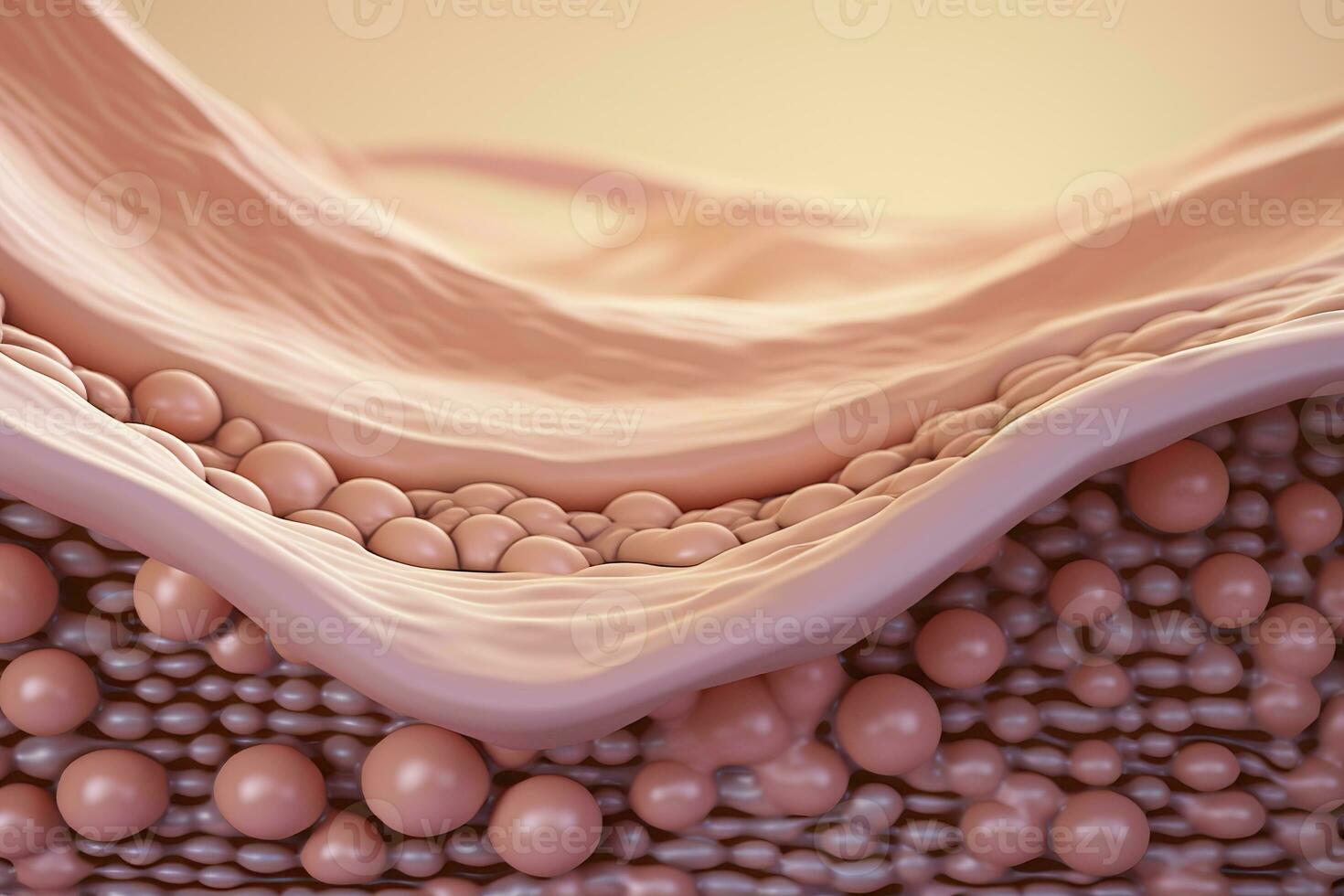 AI generated Saggy skin layer and skin cells, 3D rendering. Generative AI photo