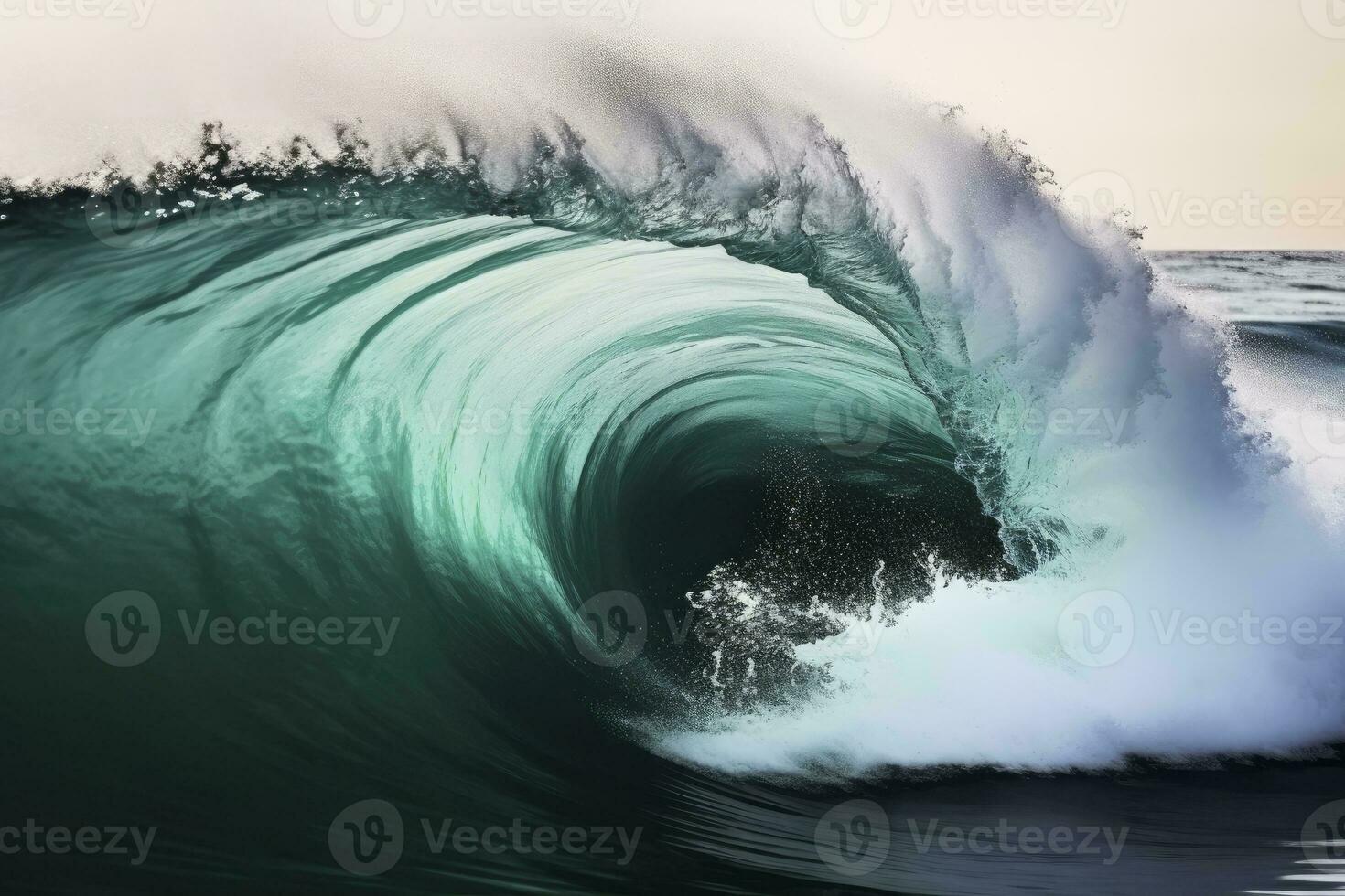 AI generated Extreme close up of thrashing emerald ocean waves. AI Generated photo