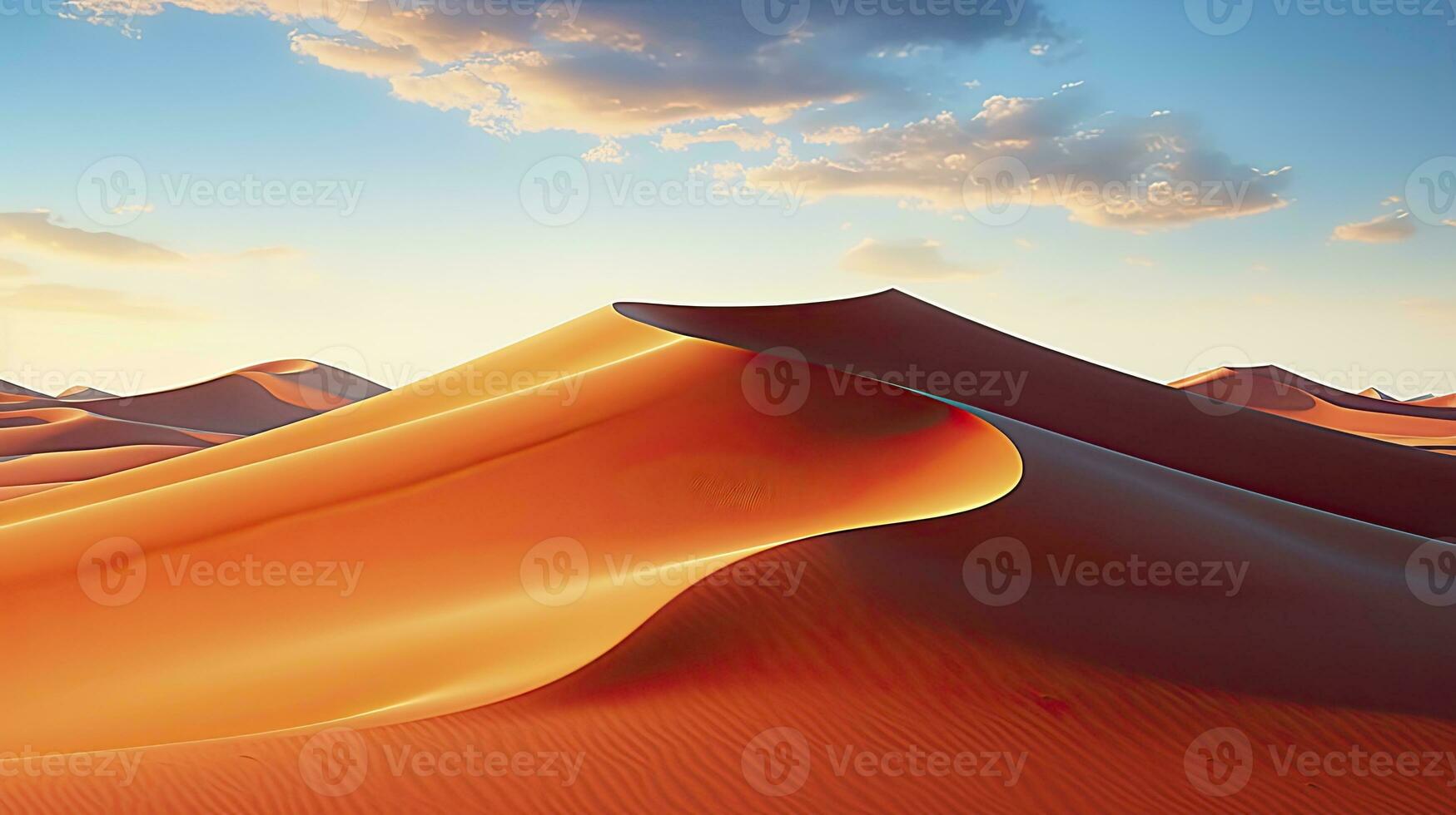 AI generated Desert with magical sands and dunes as inspiration for exotic adventures in dry climates.  AI Generated. photo