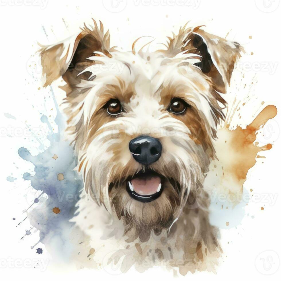 AI generated Watercolor dog clip art on white background. AI Generated photo