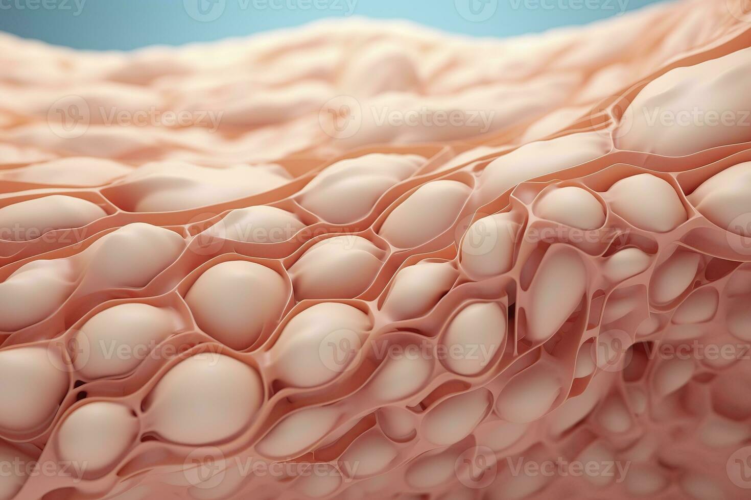 AI generated Saggy skin layer and skin cells, 3D rendering. Generative AI photo