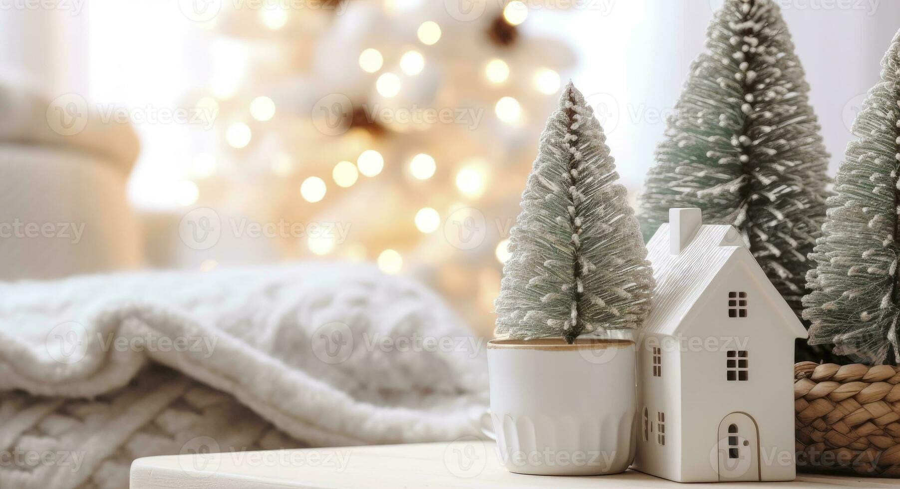 AI generated A cozy concept of festive home decoration for Christmas. AI Generated photo