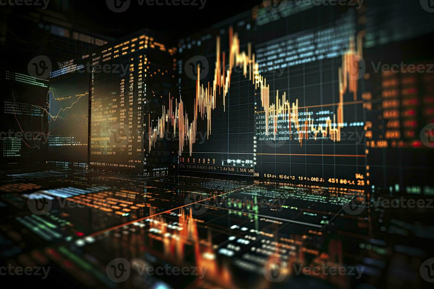 AI generated Digitally Generated Currency and Exchange Stock Chart for Finance and Economy Based Computer Software and Coding Display. AI Generated photo