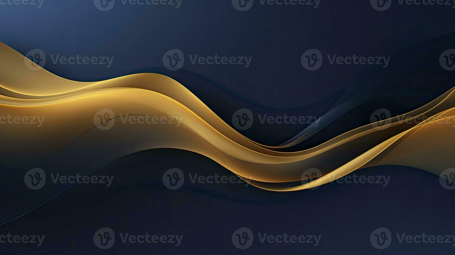 AI generated Gold and navy blue waves abstract. AI Generated. photo