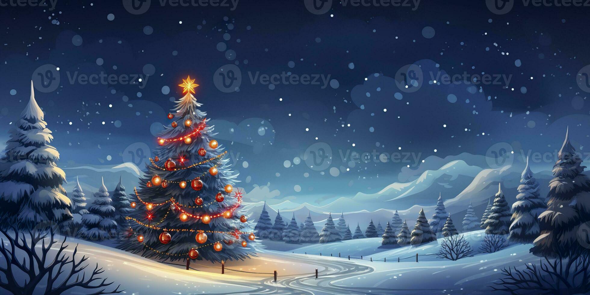 AI generated Merry Christmas and Happy New Year Background. AI Generated photo