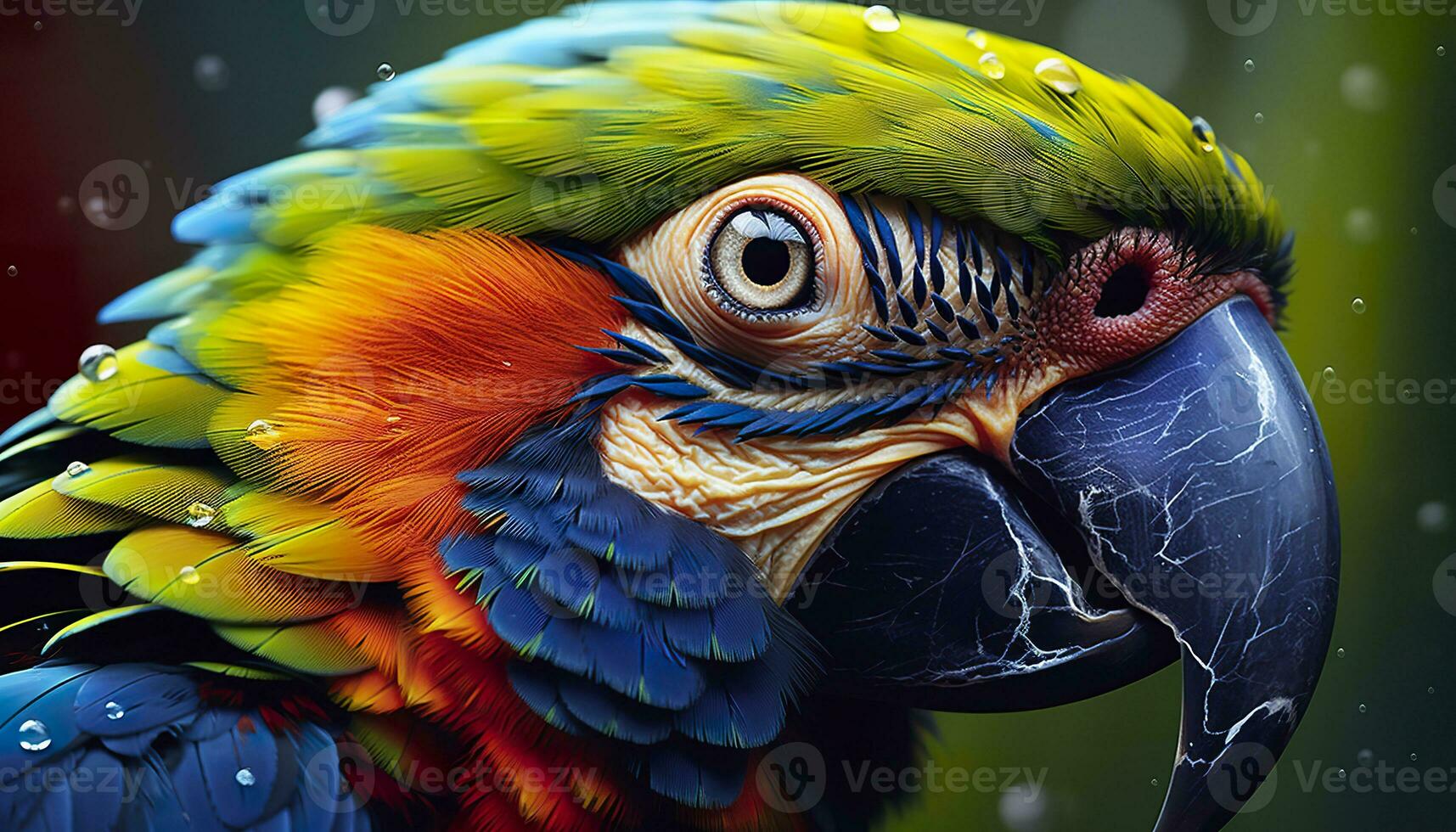 AI generated Tropical macaw perched, vibrant feathers in focus. Generative AI photo