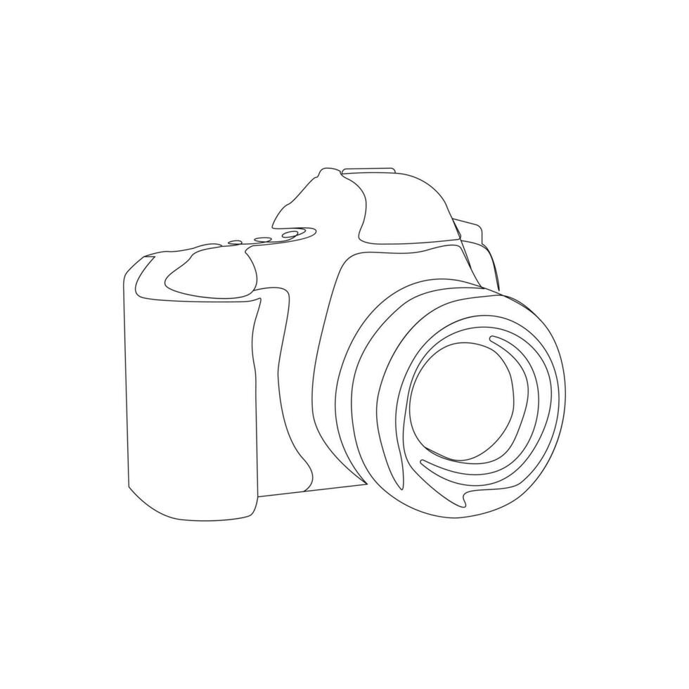 Camera single continuous line drawing. Continuous line draw design graphic vector illustration