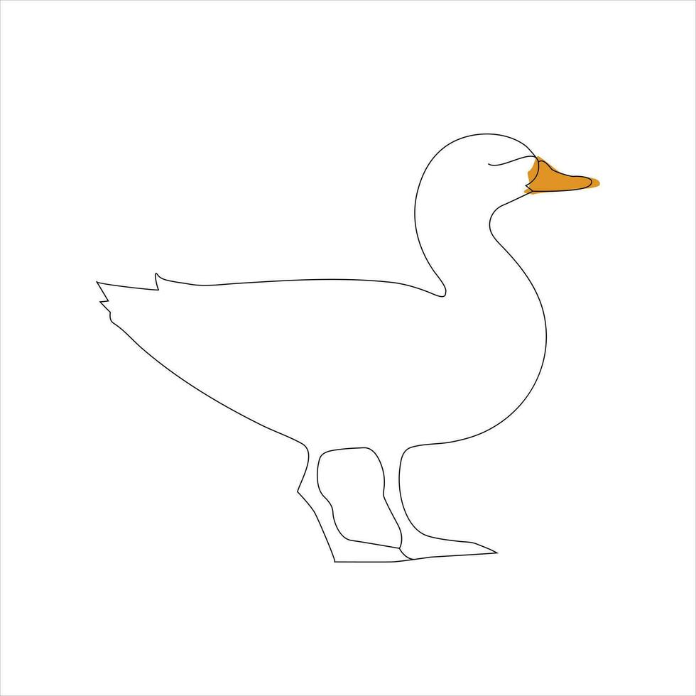 A duck Continuous single line drawing vector illustration. Continuous outline of Animal bird icon.