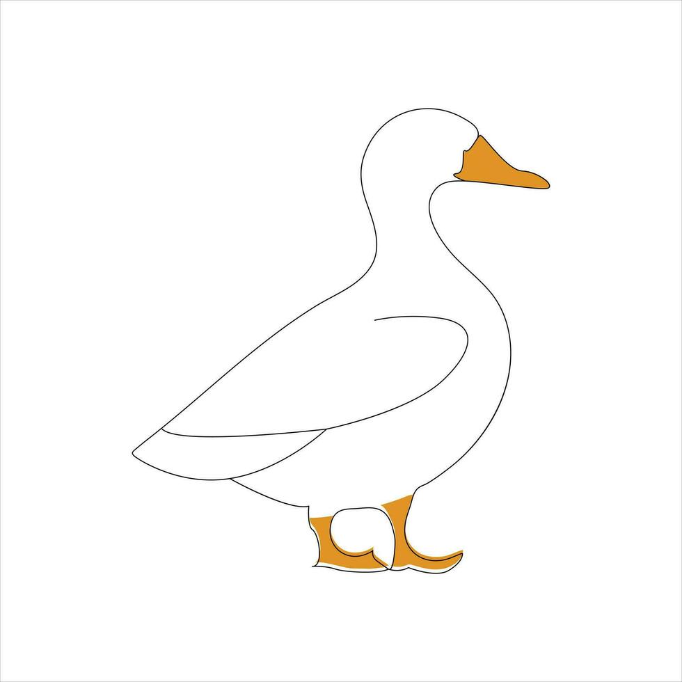 A duck Continuous single line drawing vector illustration. Continuous outline of Animal bird icon.
