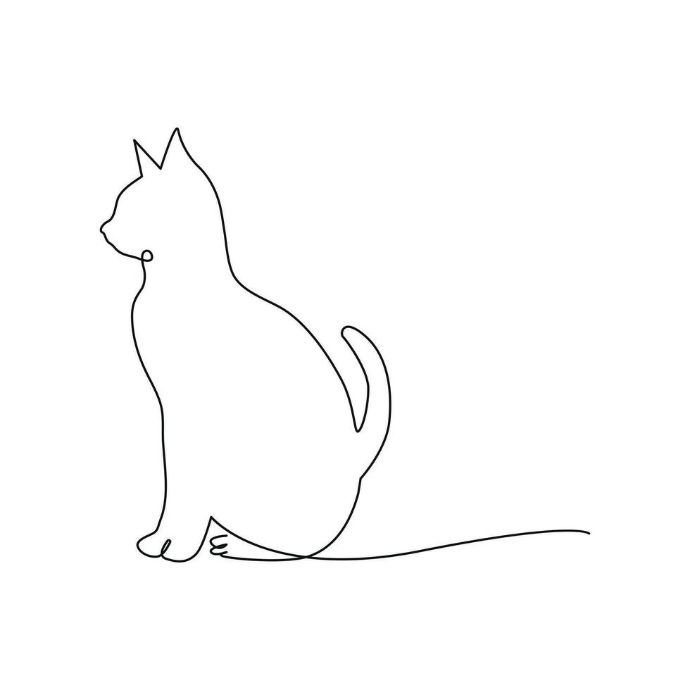 continuo uno línea dibujo gato. gatito gato soltero línea Arte vector ilustración