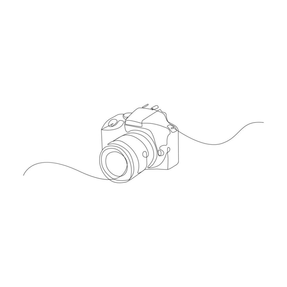 Camera single continuous line drawing. Continuous line draw design graphic vector illustration