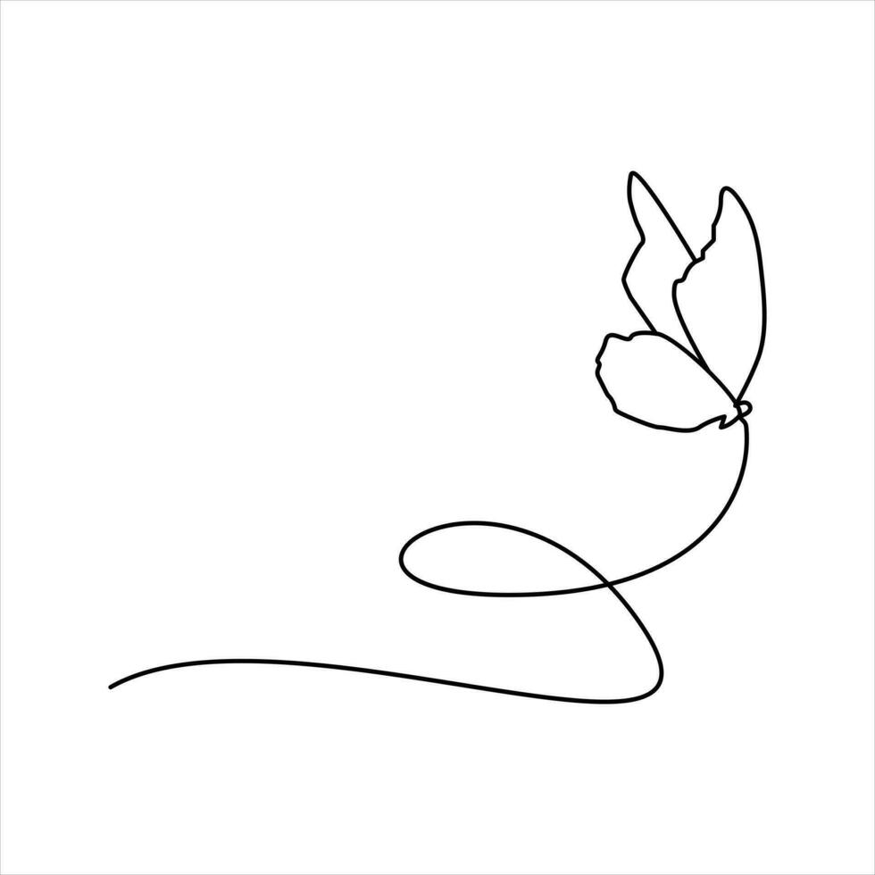 Butterfly continuous One line drawing. Vector illustration of various insect forms in trendy outline style