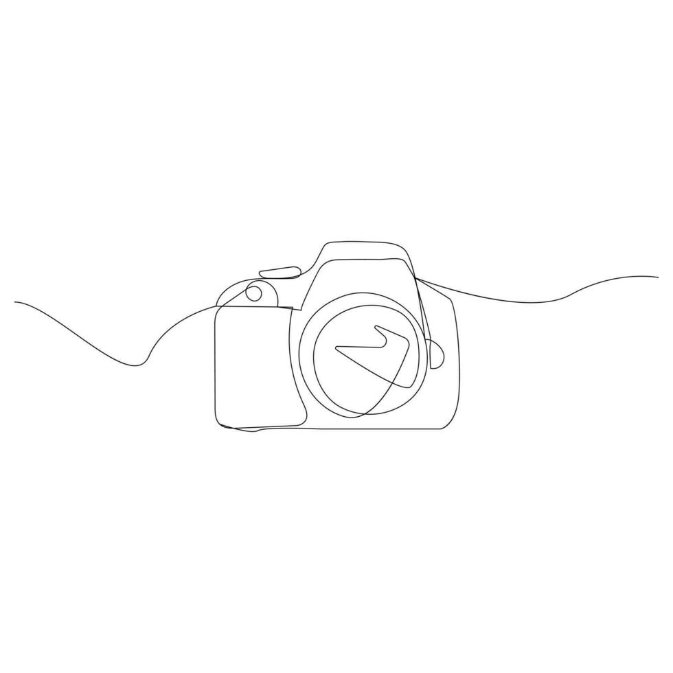Camera single continuous line drawing. Continuous line draw design graphic vector illustration