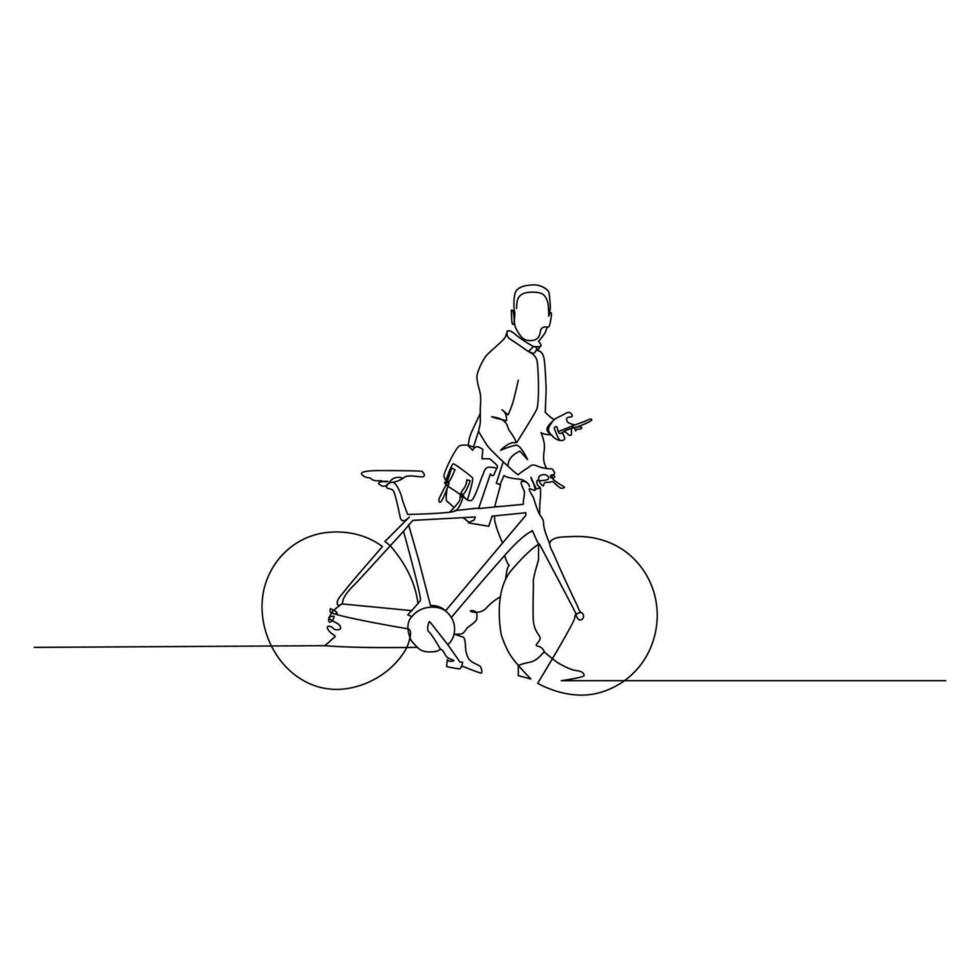 bicycle Single continuous line drawing . Trendy one line draw design vector illustration