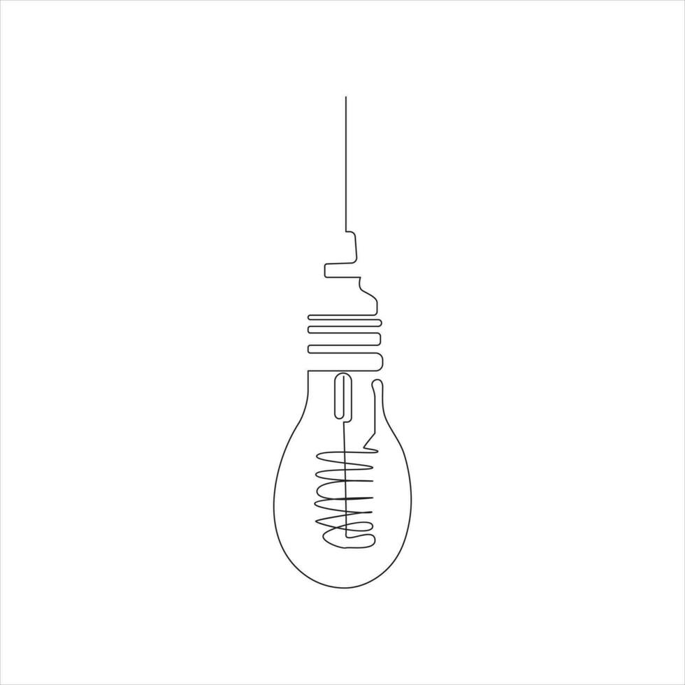 Light bulb continuous single line drawing. line art vector illustration