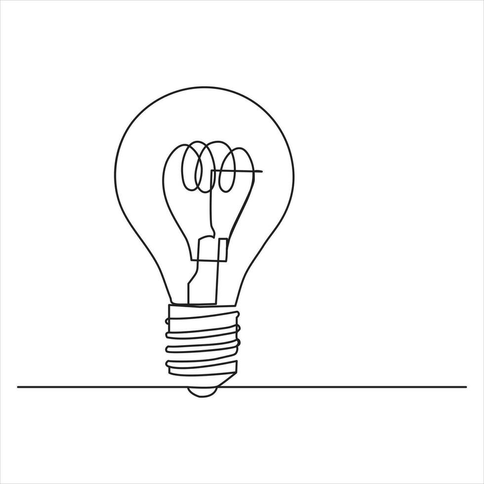 Light bulb continuous single line drawing. line art vector illustration