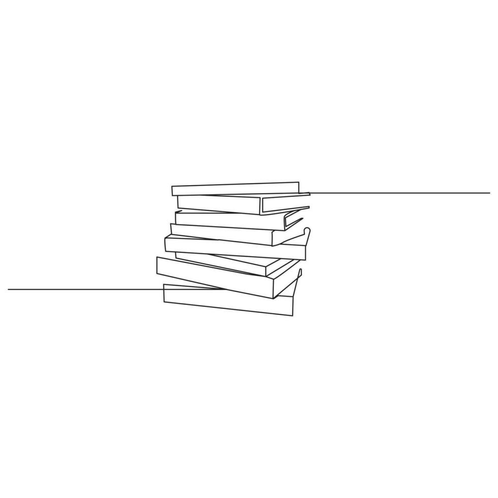 book continuous one  line drawing. open book with flying pages. Vector illustration