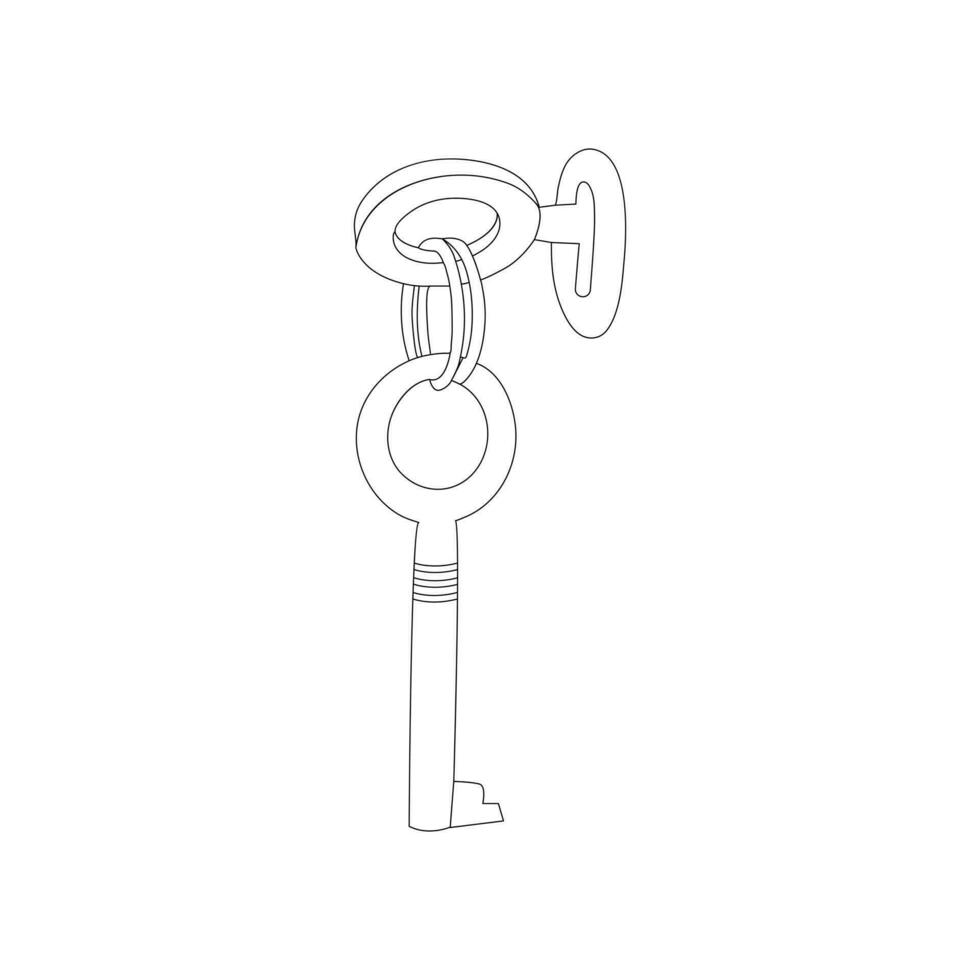 House lock key continuous one line vector art illustration and single outline simple  key  design