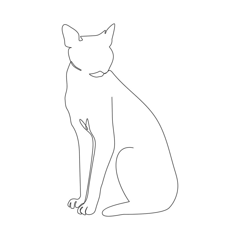 Continuous one line drawing cat. kitten Cat single line art vector illustration