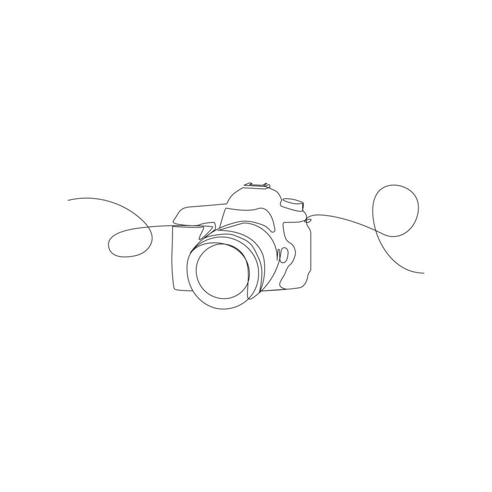 Camera single continuous line drawing. Continuous line draw design graphic vector illustration