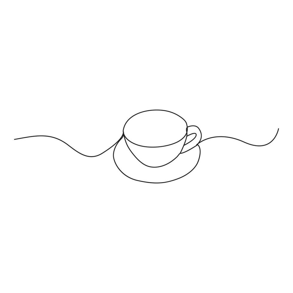 Coffee cup Continuous One line drawing. Line continuous drawing. Vector illustration