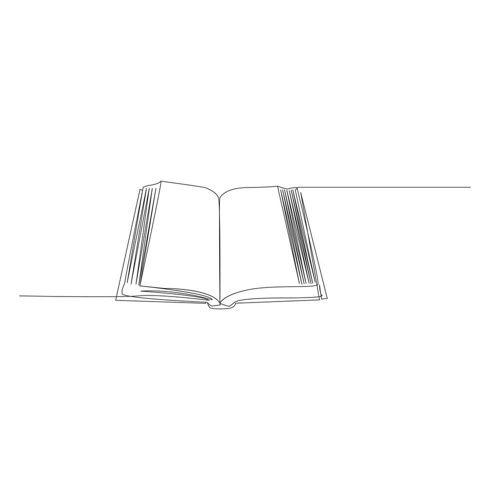 book continuous one  line drawing. open book with flying pages. Vector illustration